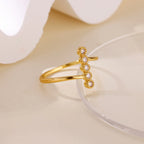 Anillo Ticotrendy Sol Lujo | Ópalo Circón | Abierto Acero Inox Oro | Joyería 2025