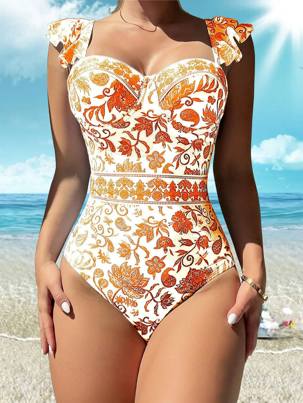 Traje de Baño de Una Pieza Sexy | Estampado Retro | Estilo Tico