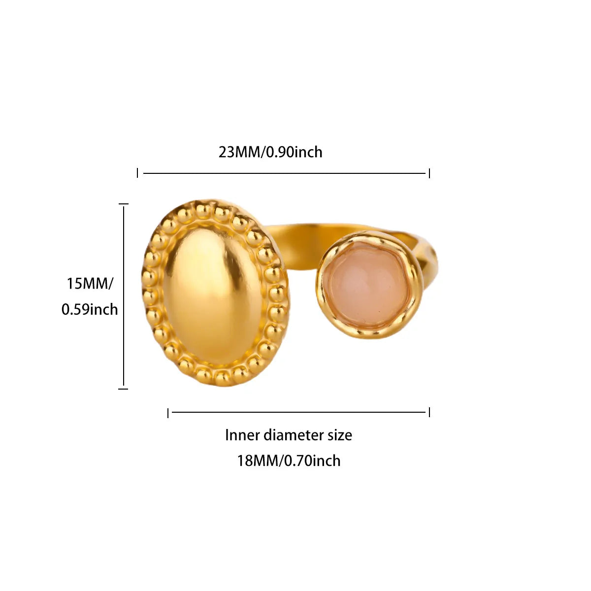 Anillo Ticotrendy Sol Lujo | Ópalo Circón | Abierto Acero Inox Oro | Joyería 2025