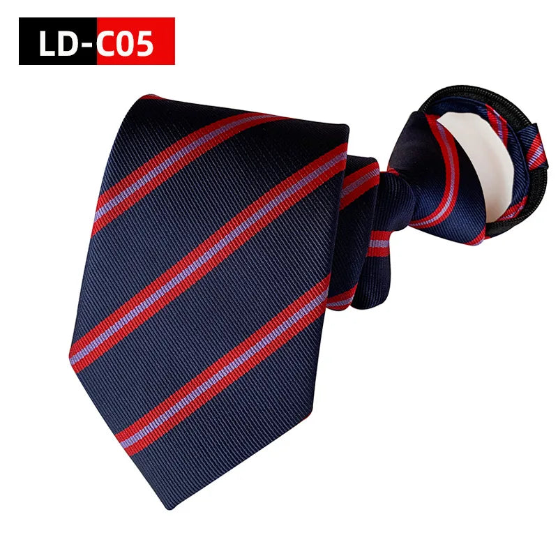 Corbata Preatada Con Cremallera Rayada Elegante y Práctica Para Bodas