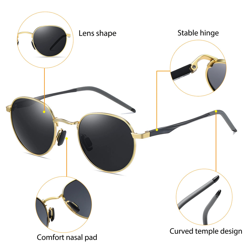 Gafas de Sol CATERSIDE Polarizadas | Montura Redonda Metal | Estilo Punk