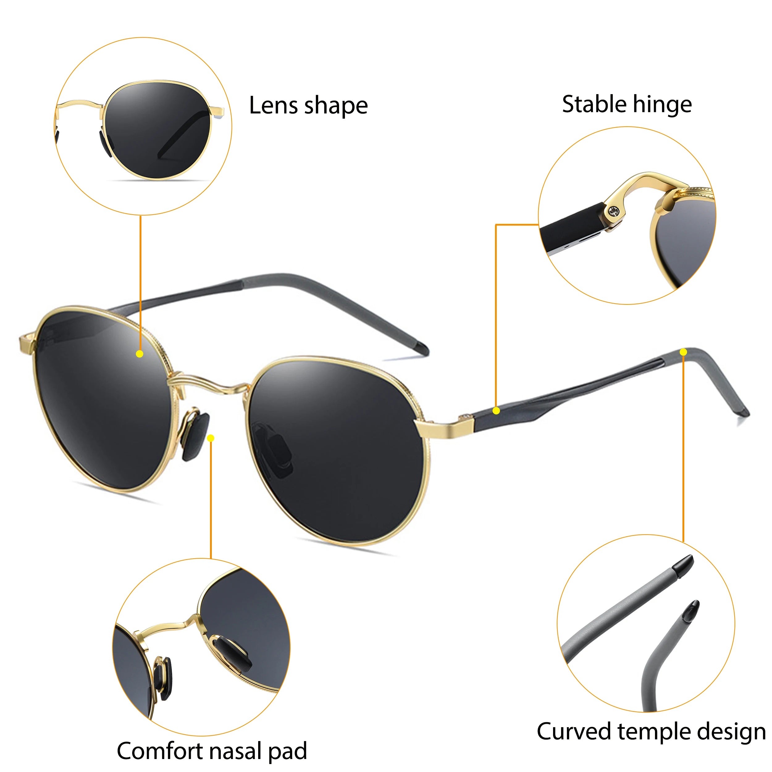 Gafas de Sol CATERSIDE Polarizadas | Montura Redonda Metal | Estilo Punk