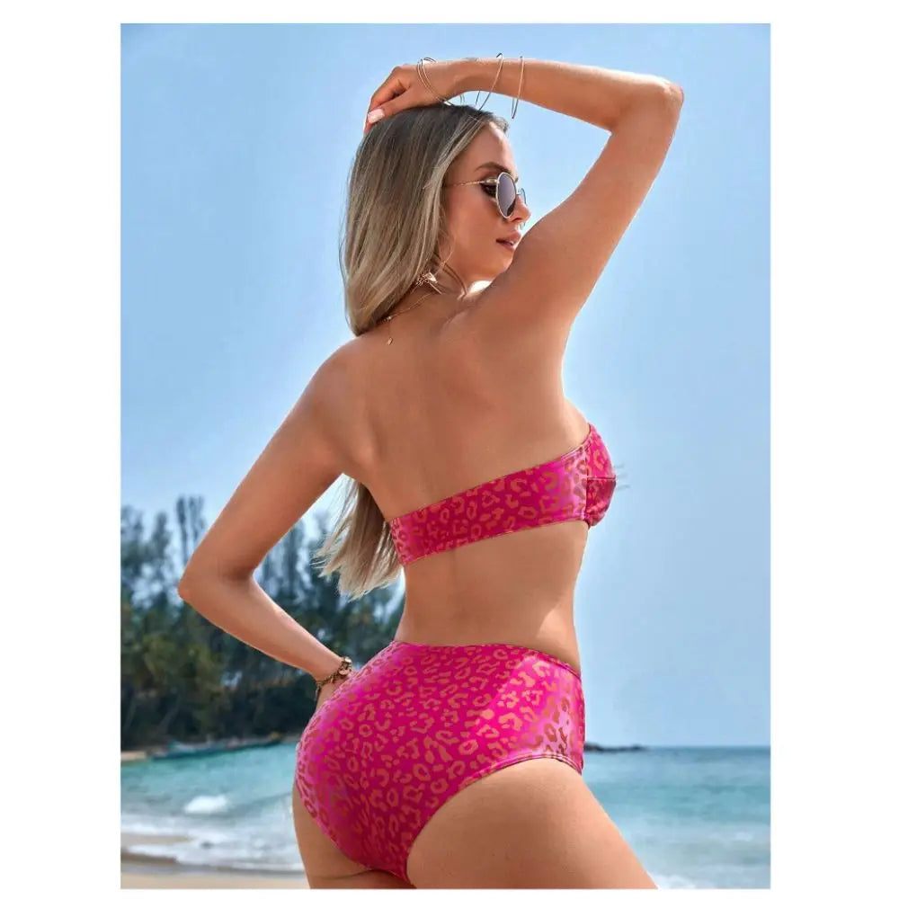 Bikini Sin Tirantes de Leopardo - Traje de Baño Sexy para Verano Tico