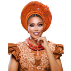 Turbante Africano con Encaje Bordado para Mujer