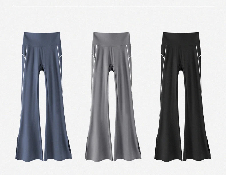 Pantalón Acampanado Curva Raya | Micro Flare Tobillo Dividido | Piel Tiburón Cintura Alta Sexy