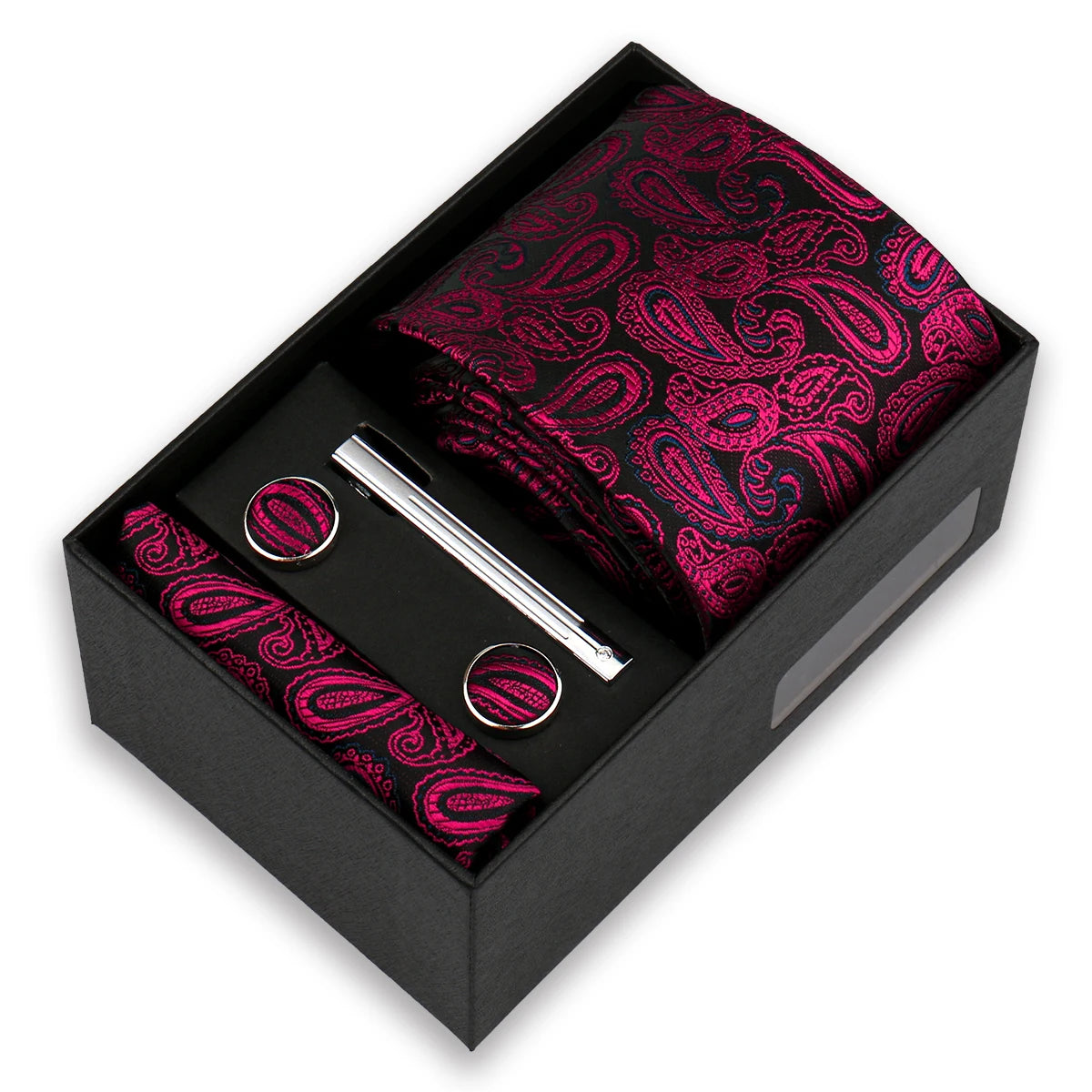 Conjunto De Lujo Corbata Pañuelo Clip Gemelos Accesorio Para Hombres