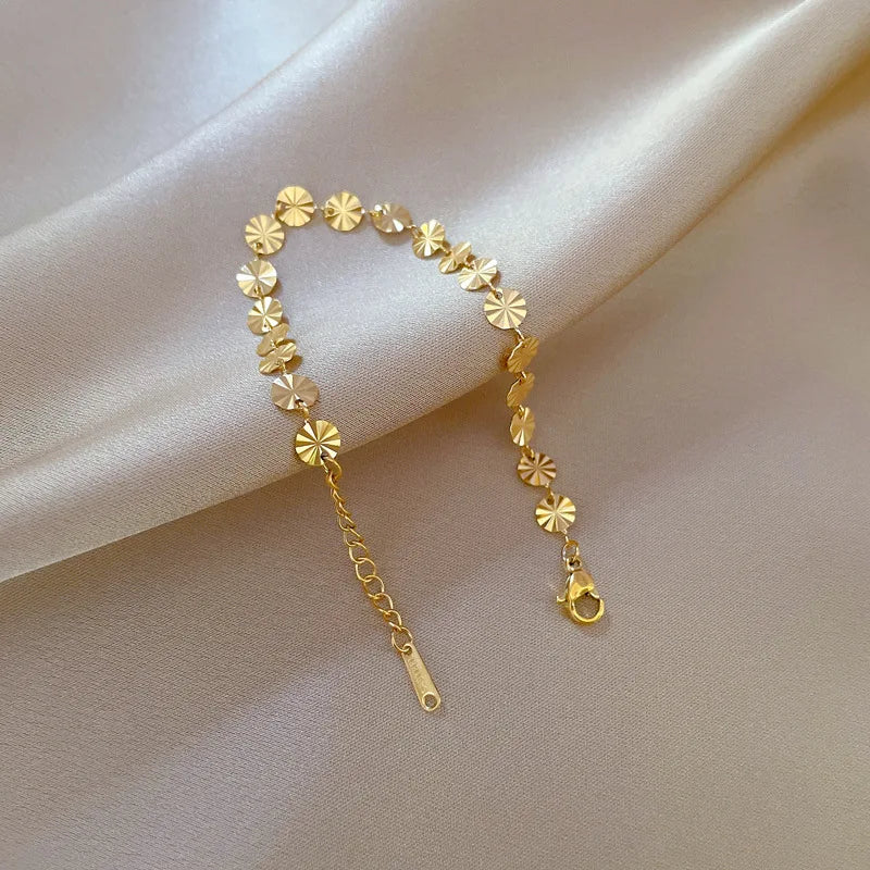Pulsera Dijes Redondos Vintage | Acero Inox. Simple | Cadena Color Oro y Plata | Ticotrendy