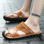 Sandalias Piel Dividida Hombre Transpirables Playa Casuales Alta Calidad | Verano
