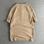 Lado atrás camiseta básica hombre en TicoTrendy color beige | Algodón 100% | Cuello con botones | Estilo retro | Manga corta.