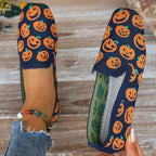 Zapatos Planos de Halloween con Calabazas | Malla Transpirable | Suela Suave | Otoño 2025