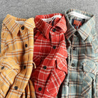 Camisa Gruesa Algodón 100% | Tejido de Lana | Retro Americano | Otoño-Invierno