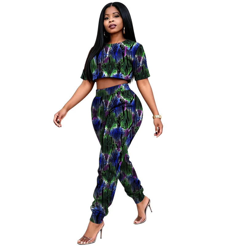 Conjunto Africano Top Corto y Jogger de Verano