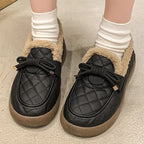 Botines Cálidos de Felpa con Lazo Coreano para Mujer