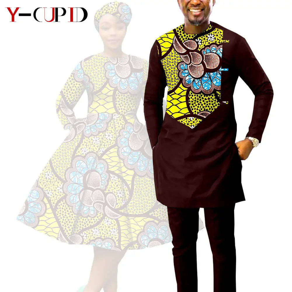 Vestido Dashiki Manga Larga Africano Pareja | Top y Pantalón | Tallas XS-6XL | Tico Trendy