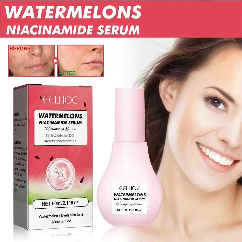 60ml sandía brillo niacinamida gotas de rocío suero imprimación resaltador suero ligero hidratante suero de Maquillaje facial 2025
