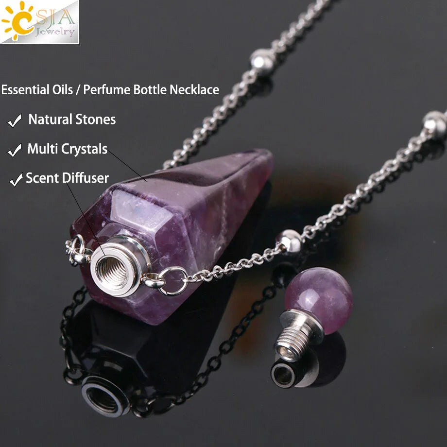 Collar Difusor de Perfume de Piedra Natural Cuarzo Curativo