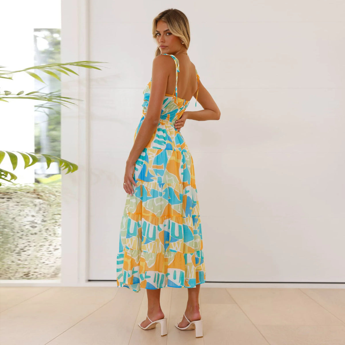 Vestido Largo Ajustado Estampado para Playa