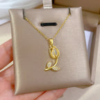 Collar Vintage Mujer ∣ Piedra Lunar Tulipán ∣ Acero Inoxidable Elegante