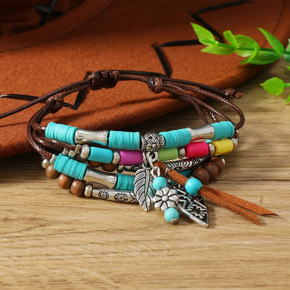 Pulseras de Cuero para Hombre y Mujer |  Hojas y Plumas  |  Dijes de Animales