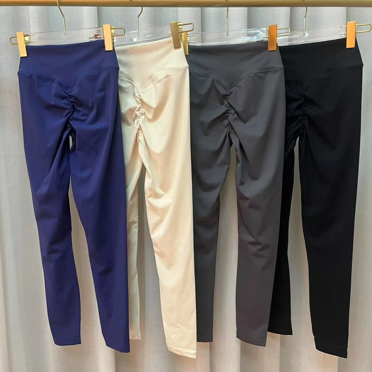 Pantalones de Yoga VEQKING con Pliegues Invisibles para Mujer, Leggings Deportivos de Cintura Alta, Levanta Glúteos, Secado Rápido, Ropa Deportiva para Gimnasio
