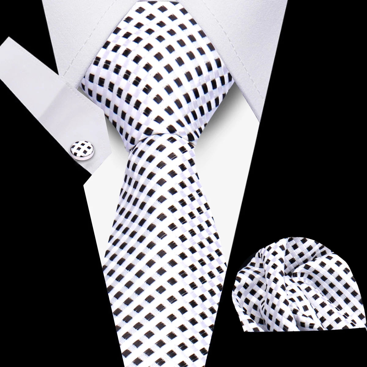 Conjunto Corbata Pañuelo Gemelos Negocios Boda Accesorio De Moda