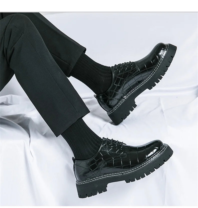 Zapatos Vestir Marrones Hombre | A Cuadros Cordones Punta Redonda Informal Negocios