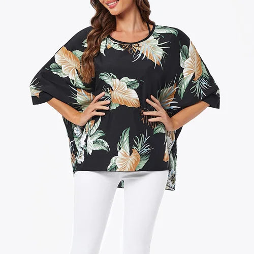 BHFlutter-camisa de talla grande para mujer, Top bohemio estampado, camiseta informal de gasa, 4XL, 5XL, 6XL, 2023