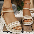 Sandalias de Cuña | Plataforma Trenzada | Estilo Bohemio | Mujer