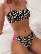 Bikini Dividido con Aros de Textura Sólida para Verano