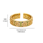 Anillo Ticotrendy Lujo | Circón Arcoíris | Abierto Acero Oro | Joyería Moda