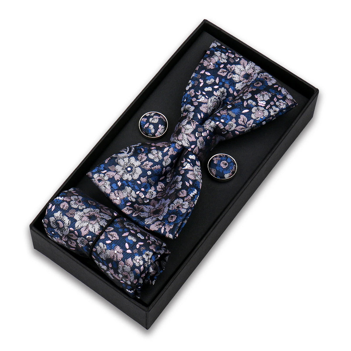 Set De Pajarita Pañuelo Gemelos Regalo Elegante Estilo Para Hombres