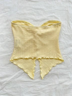 Top de tubo recortado con nudo torcido para mujer, ropa de verano Y2K, Top corto sexy con hombros descubiertos y abertura