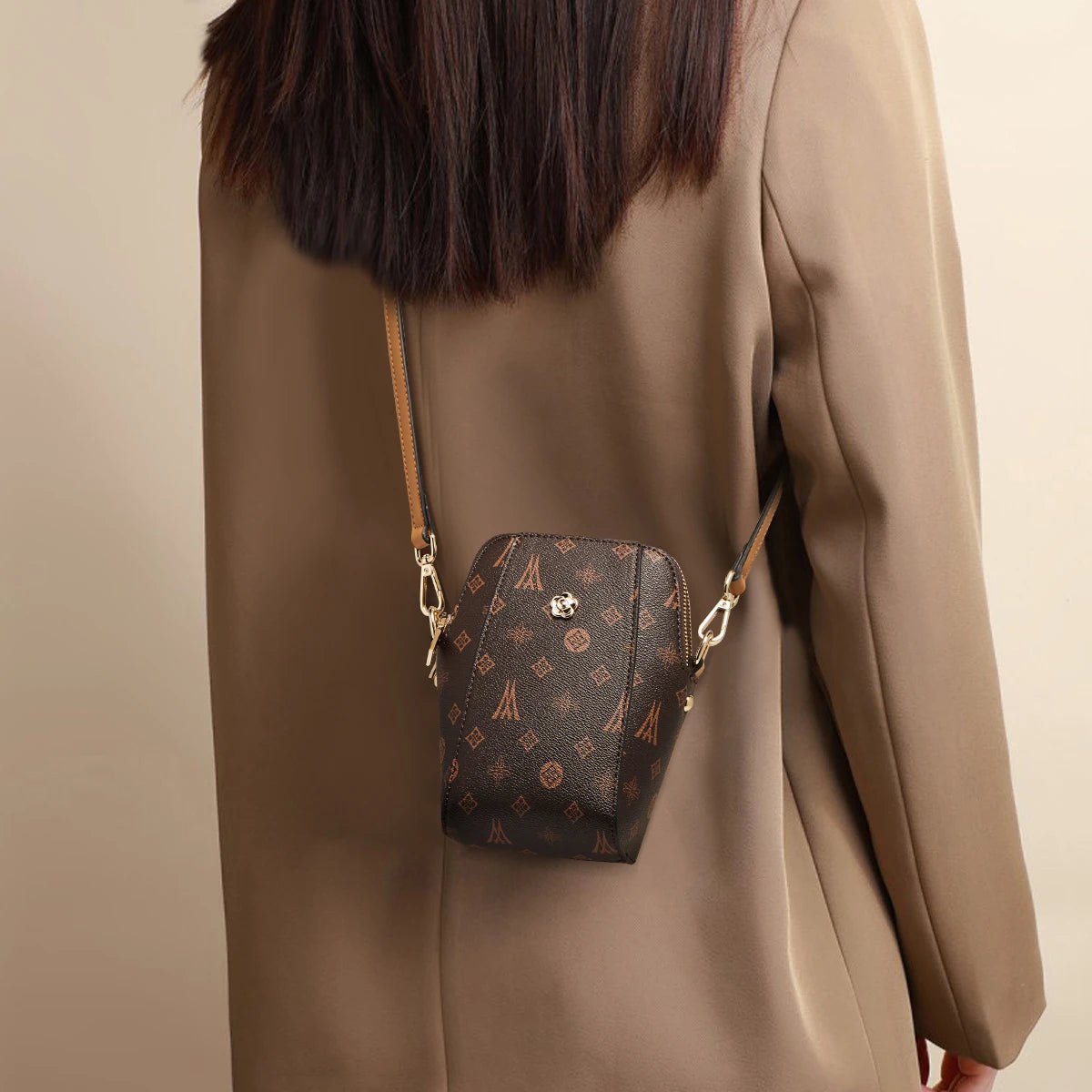 LAORENTOU, Mini bolso para teléfono móvil a la moda para mujer, bolso de hombro femenino con monograma 2025, bolso cruzado, bolso pequeño de viaje para niña