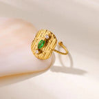 Anillo Ticotrendy Geométrico | Circón | Abierto Acero Inox Oro | Joyería Moda 2025