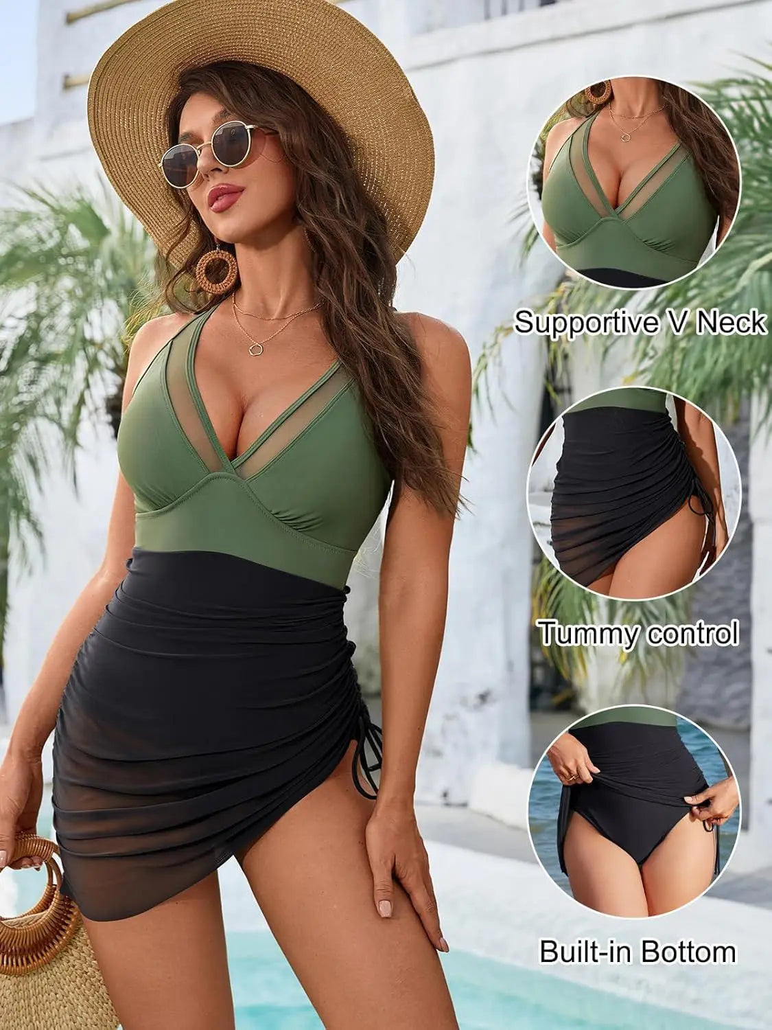 Bikini de Malla con Cordón 2025 | Una Pieza | Color Sólido