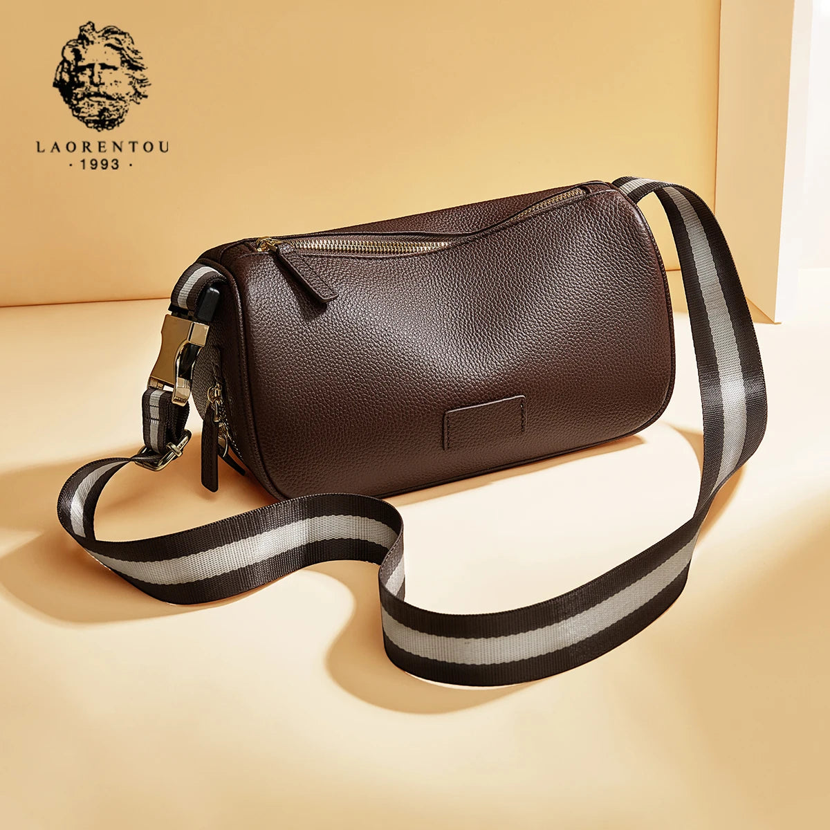 LAORENTOU, bandolera de piel auténtica para mujer, nuevo bolso cruzado para mujer, bolso de mano largo de diseño lujoso, bolso informal que combina con todo, 2025