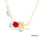 Cadena Gargantilla Estilo Francés | Acero Inoxidable Rojo/Negro/Rosa | Colgante Floral