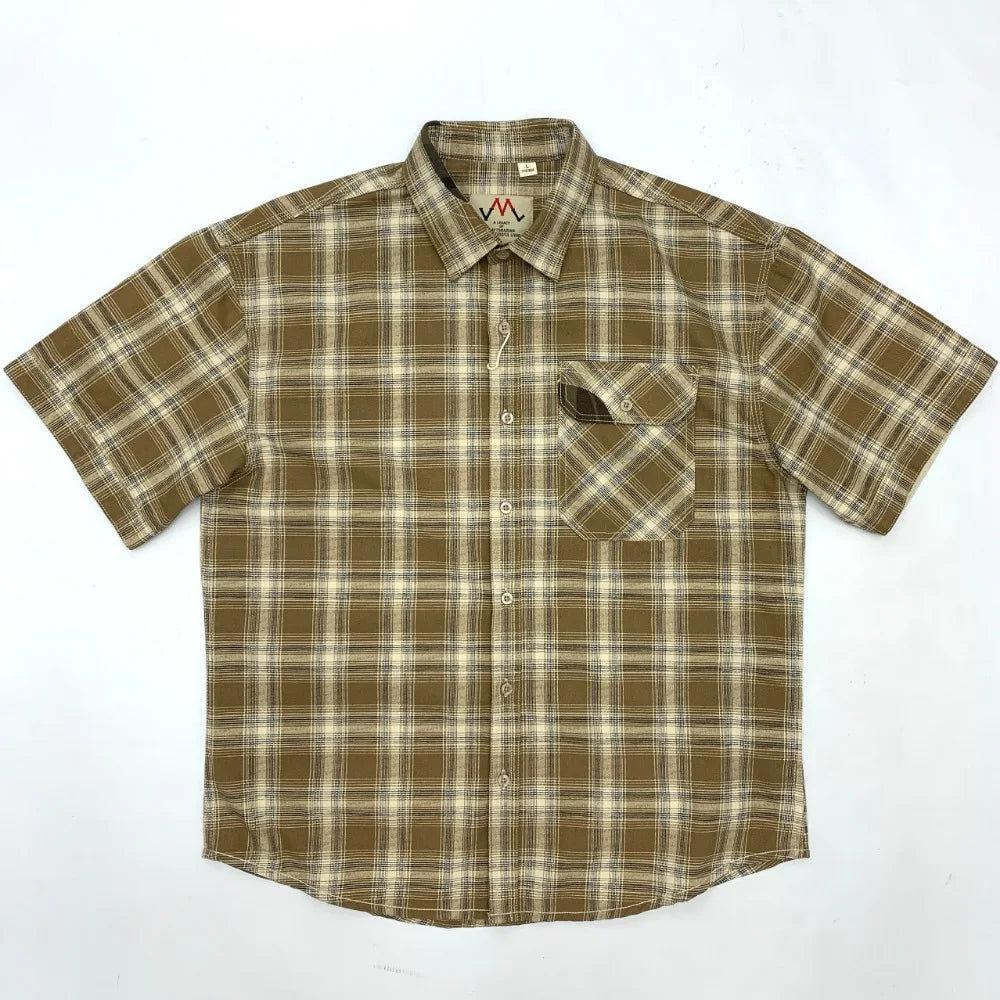 Camisa Cuadros Hombre | Algodón 100% | Estilo Retro Japonés | Manga Corta | Ticotrendy Costa Rica