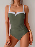 Traje de Baño Sexy de Cuello V y Cintura Alta | Playa