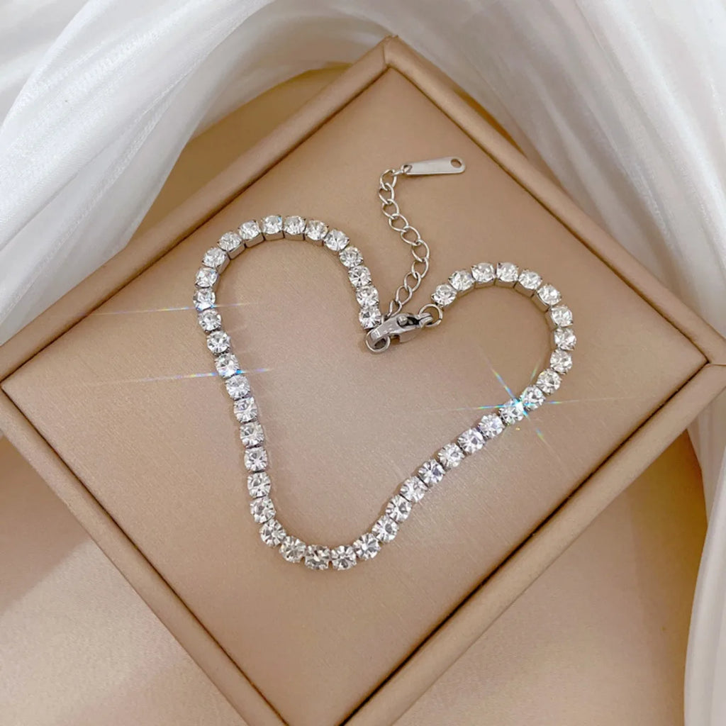 Pulseras de cadena de tenis de circonio brillante de acero inoxidable para mujeres y niñas, brazalete de lujo, accesorios de mano, regalos de joyería para amigos