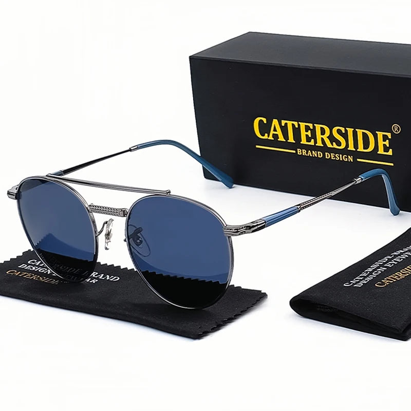 Gafas De Sol Circulares Hombre | Polarizadas UV400 Montura Metal Retro | Casual Clásico