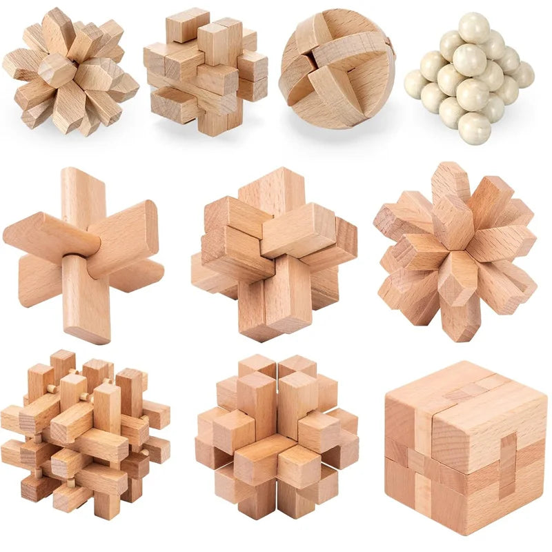 Juego de 3 uds. De rompecabezas de madera LuBan Lock, rompecabezas, juguetes de prueba IQ, juegos mentales educativos para adultos y niños, juego de enclavamiento desbloqueado