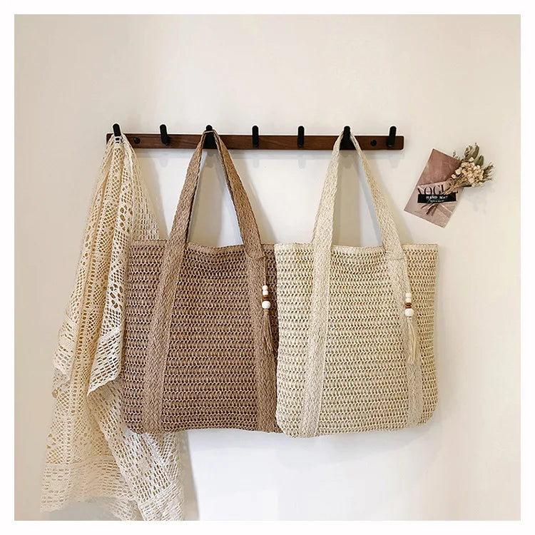 Bolso Hombro Tejido Mujer Verano Playa Gran Capacidad