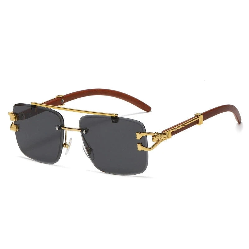 Gafas de Sol Retro | Montura Cuadrada y Parte Superior Plana | Doble Puente