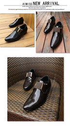 Mocasines Clásicos Hombre Charol | Punta Estrecha Sin Cordones Formales Negocios Boda