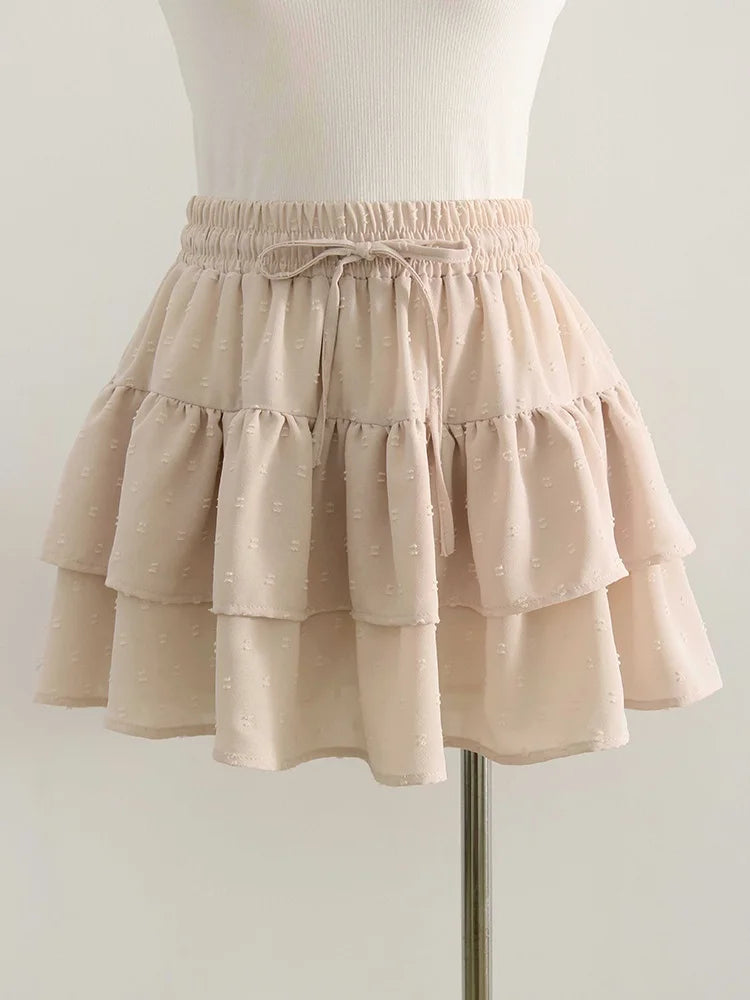 Minifalda Plisada de Gasa | Con Volantes y Pantalones Cortos Internos
