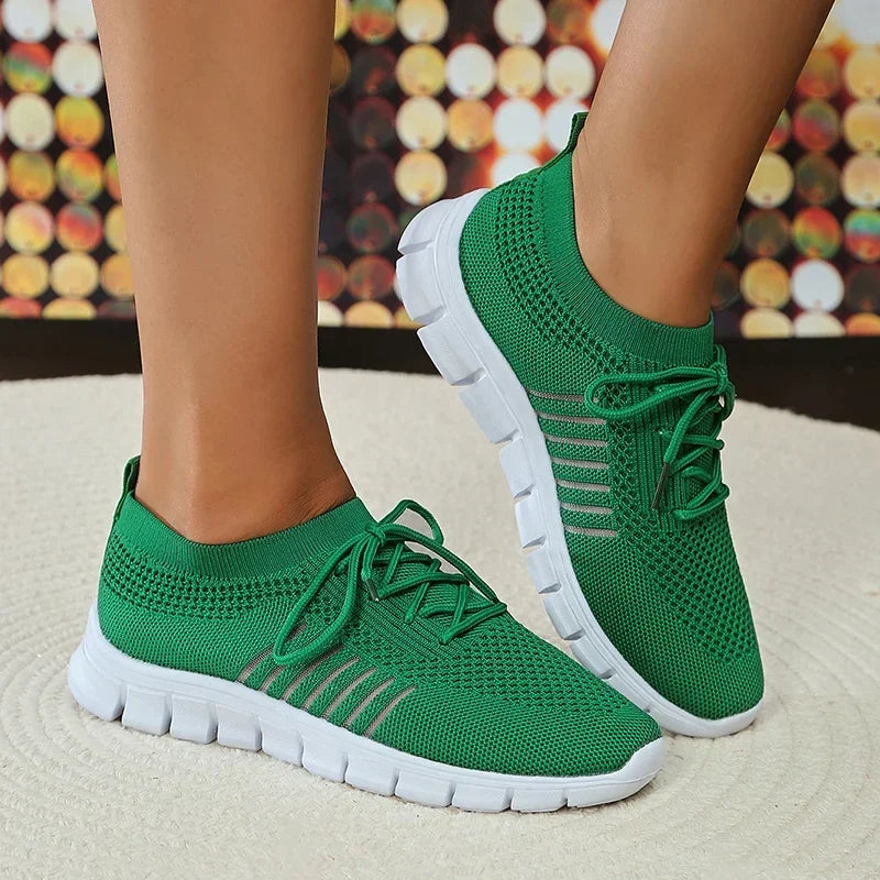 Zapatillas de Punto Transpirables | Plataforma | Suela Blanda | Talla Grande | Verano