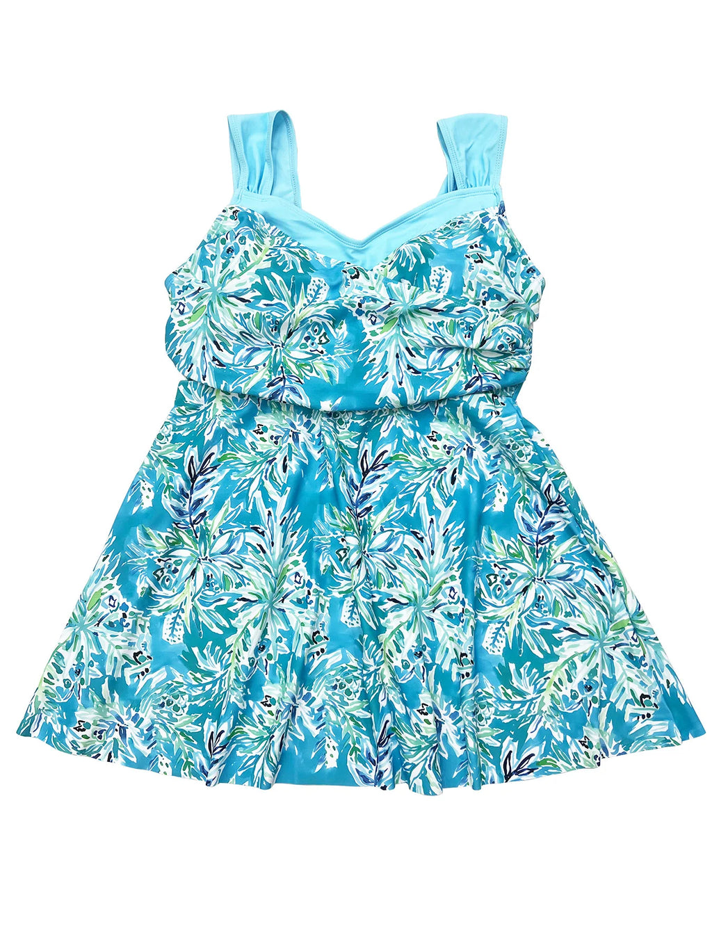 Tankini Azul Estampado con Short Talla Grande