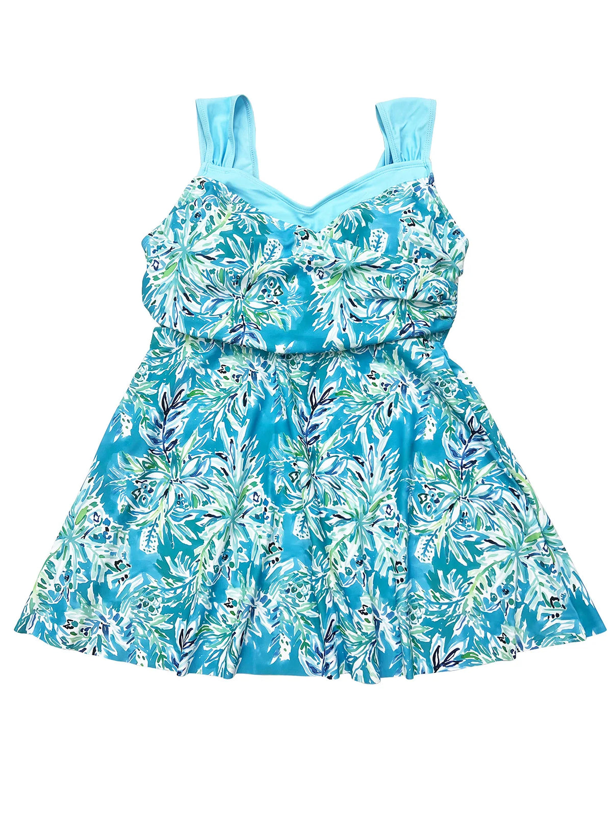 Tankini Azul Estampado con Short Talla Grande