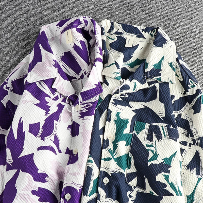 Camisa Hawaiana Hombre | Estampado Floral | Tela Seersucker | Manga Corta